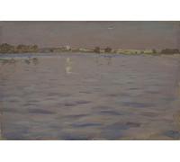 ARTXLXXBN De Célèbres Tableaux Imprimer Affiche Toile Photos D'Art Derniers soleils sur un lac par Isaac Ilyich Levitan Tableaux Posters Pour la Décoration de Bureau 60x90cm
