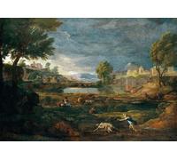 ARTXLXXBN De Célèbres Tableaux Imprimer Affiche Toile Photos D'Art Paysage pendant un orage avec Pyrame et Thisbé de Nicolas Tableaux Posters Pour la Décoration de Bureau 60x90cm