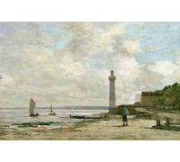ARTXLXXBN De Célèbres Tableaux Imprimer Affiche Toile Photos D'Art Phare à Honfleur par Eugène Louis Boudin Tableaux Posters Pour la Décoration de Bureau 60x90cm