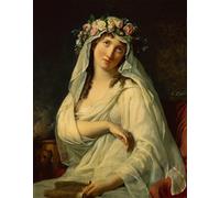 ARTXLXXBN De Célèbres Tableaux Imprimer Affiche Toile Photos D'Art une Vestale couronnée de fleurs par Jacques Louis David Tableaux Posters Pour la Décoration de Bureau 60x90cm