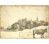 ARTXLXXBN De Célèbres Tableaux Imprimer Affiche Toile Photos D'Art Vue extérieure de la Piazza Del Popolo par Claude Lorrain Tableaux Posters Pour la Décoration de Bureau 60x90cm