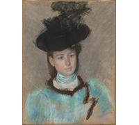 ARTXLXXBN De Célèbres Tableaux Peinture D'Art Murale Wall Art Peintures le chapeau noir de Mary Cassatt Impression Peinture Huile Pour la Décoration Murale 60x90cm