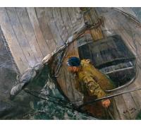 ARTXLXXBN De Célèbres Tableaux Peinture D'Art Murale Wall Art Peintures Naviguer avec Reef Sails par Christian Krohg Impression Peinture Huile Pour la Décoration Murale 60x90cm