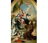 ARTXLXXBN De Célèbres Tableaux Tableaux Sur Toile Moderne Mur Art Dame et enfant intronisés avec saint Léonard et sainte Paule de Battista Pittoni Pour la Décoration de la Chambre à Coucher 60x90cm