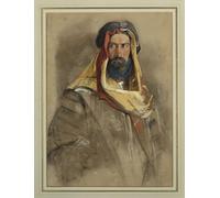 ARTXLXXBN De Célèbres Tableaux Tableaux Sur Toile Moderne Mur Art Étude d'un cheikh arabe par John Frederick Lewis Animaux Art Posters Pour la Décoration de la Chambre à Coucher 60x90cm
