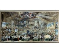 ARTXLXXBN De Célèbres Tableaux Tableaux Sur Toile Moderne Mur Art Le Bureau des Amateurs de Gabriel De Saint Aubin Animaux Art Posters Pour la Décoration de la Chambre à Coucher 60x90cm