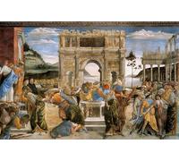 ARTXLXXBN De Célèbres Tableaux Tableaux Sur Toile Moderne Mur Art le châtiment de Koré et la lapidation de Moïse et d'Aaron par Sandro Botticelli Pour la Décoration de la Chambre à Coucher 60x90cm