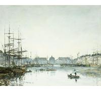 ARTXLXXBN De Célèbres Tableaux Tableaux Sur Toile Moderne Mur Art Le Havre Le Bassin Du Commerce par Eugène Louis Boudin Animaux Art Posters Pour la Décoration de la Chambre à Coucher 60x90cm