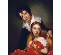ARTXLXXBN De Célèbres Tableaux Tableaux Sur Toile Moderne Mur Art Michael Angelo et Emma Clara Peale par Rembrandt Peale Animaux Art Posters Pour la Décoration de la Chambre à Coucher 60x90cm