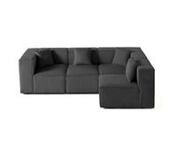 Arty - canapé modulable d'angle droit 4 places - en velours côtelé - Gris foncé