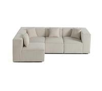 Arty - canapé modulable d'angle gauche 4 places - en velours côtelé - Beige