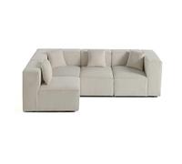 Arty - canapé modulable d'angle gauche 4 places - en velours côtelé - Beige