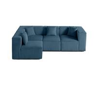 Arty - canapé modulable d'angle gauche 4 places - en velours côtelé - Bleu