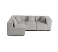 Arty - canapé modulable d'angle gauche 4 places - en velours côtelé - Gris clair
