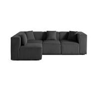 Arty - canapé modulable d'angle gauche 4 places - en velours côtelé - Gris foncé