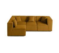 Arty - canapé modulable d'angle gauche 4 places - en velours côtelé - Jaune