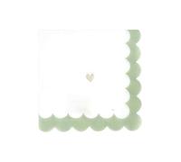 ARTY FETES FACTORY - 16 SERVIETTES PAPIER FESTON PETIT C?'UR 33CM VERT