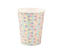 ARTY FETES FACTORY - 8 GOBELETS CARTON ÉCAILLES SIRÈNE 25CL PASTEL