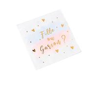 Generique Serviettes en papier Gender Reveal Fille ou Garçon 16 serviettes 33 x 33 cm Rose/Bleu/Or