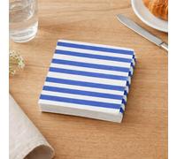 Artyfetes Factory Serviettes Cocktail Papier Rayées Bleu et Blanc (Lot de 15, 12,5 cm)