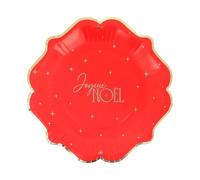 Artyfêtes Générique - 8 ASSIETTES CARTON JOYEUX NOËL 23CM ROUGE