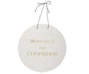 Artyfêtes Générique - Panneau Carton Bienvenue Communion Or 38CM Lin