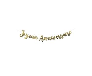 ARTYFETES Guirlande Joyeux Anniversaire métallisée dorée 1,80 m - Doré - Taille Unique