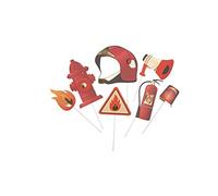Artyfetes KIT PHOTOBOOTH Kraft Pompier 7 PIÈCES Rouge Or