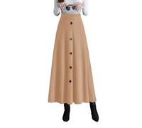 Artykey Jupe Longue Femme Hiver Tricot Élégant Haute Taille Doux Maxi Jupe Automne Vintage A-Ligne Taille élastique Skirts L