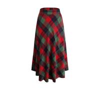 Artykey Jupe Longue Femme Hiver Vintage Élégant Taille Haute Carreaux Maxi Jupe Laine A-Ligne Plissée Skirt Vert XXL