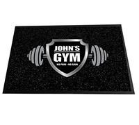 ARTYLICIOUS Paillasson personnalisé pour salle de sport/salle de musculation - Pour entraînement, salle de sport à domicile - Bouclier chromé imprimé - 60 x 40 cm - Antidérapant - Équipement de gym -