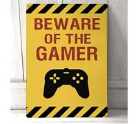 Artylicious Plaque Murale en métal avec Citation Amusante « Beware of The Gamer » Format A4