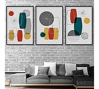 Artze Wall Art Ensemble de 3 pièces avec impression géométrique abstraite moderne du milieu du siècle, format A2