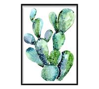 Artze Wall Art Impression aquarelle cactus bleu/vert 30 x 40 cm