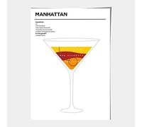 Artze Wall Art Manhattan Décoration murale minimaliste Recette de cocktail Format A4