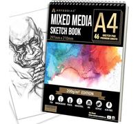 ARTZODIAC Carnet de croquis A4, carnet de croquis Mix Media, papier d'art épais 200 g/m², 46 feuilles 92 pages, reliure à spirale, marqueur, acrylique, aquarelle, peinture, carnet de dessin pour