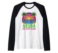 Aruba Happy Island Aruban Souvenir Vacation Flamingo Summer Manche Raglan