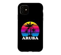 Aruba Rétro Palmier Coucher de Soleil Vacances Plage Coque pour iPhone 11
