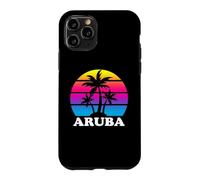 Aruba Rétro Palmier Coucher de Soleil Vacances Plage Coque pour iPhone 11 Pro