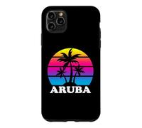 Aruba Rétro Palmier Coucher de Soleil Vacances Plage Coque pour iPhone 11 Pro Max