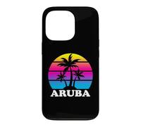 Aruba Rétro Palmier Coucher de Soleil Vacances Plage Coque pour iPhone 13 Pro