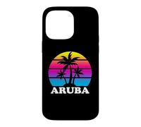 Aruba Rétro Palmier Coucher de Soleil Vacances Plage Coque pour iPhone 14 Pro Max