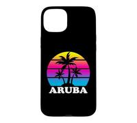 Aruba Rétro Palmier Coucher de Soleil Vacances Plage Coque pour iPhone 15 Plus