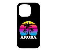 Aruba Rétro Palmier Coucher de Soleil Vacances Plage Coque pour iPhone 15 Pro