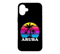 Aruba Rétro Palmier Coucher de Soleil Vacances Plage Coque pour iPhone 16 Plus