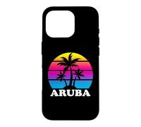 Aruba Rétro Palmier Coucher de Soleil Vacances Plage Coque pour iPhone 16 Pro
