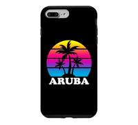 Aruba Rétro Palmier Coucher de Soleil Vacances Plage Coque pour iPhone 7 Plus/8 Plus