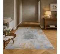 ARUGYTEI Tapis de décoration,150 x 220 cm, Abstract Gris Bleu Orange, Tapis à Poils Courts Doux pour Salon, Chambre à Coucher Chevet décoration intérieure,