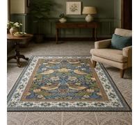 ARUGYTEI Tapis de décoration,70 x 100 cm, Vintage Floral Navy Bleu Vert Jaune Rouge Beige,Chambre à Coucher, Salle à Manger, Salon, Dressing, Bureau, Cuisine, EntréE, Couloir,