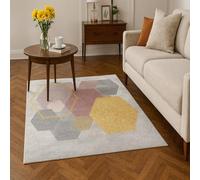 ARUGYTEI Tapis de décoration,70 x 120 cm, Moderne Geometric Jaune Rose Gris Beige Blanc, Tapis d'entrée d'intérieur Couloir, Salon, Chambre à Coucher, Canapé, Hallway Carpets